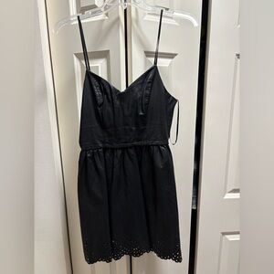 Y2K faux leather spaghetti strap laser cut dress